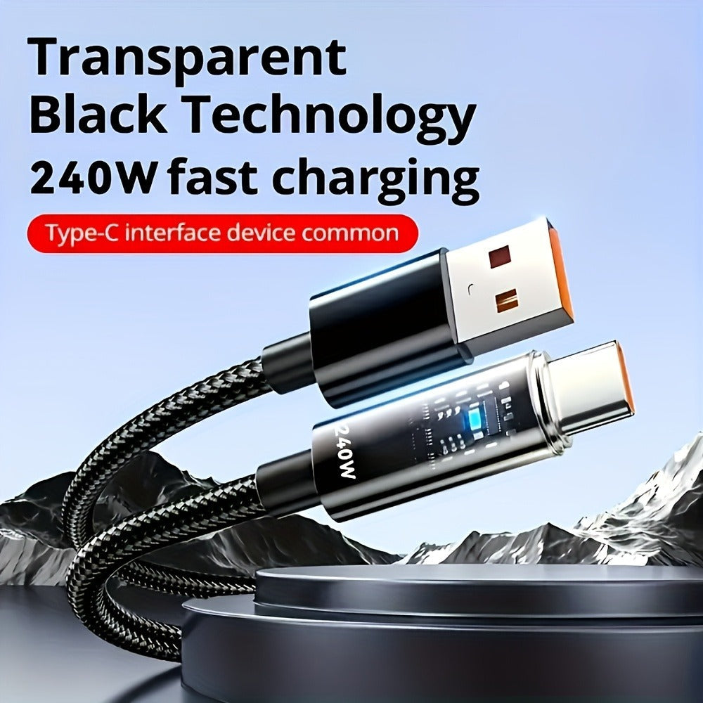 240W USB-A to USB-C Fast Charging Cable Digital Display, Super Fast Charger Cord Compatible with iPhone 15 16