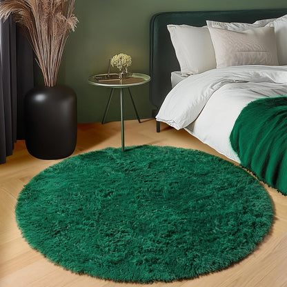 Area Rug Fluffy Faux-Fur Shag in Solid, Tie-Dye and Ombre Colors with Six available Room Sizes