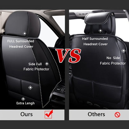 Car Seat Covers 5-Seat Faux Leather Set with Foam Padding and Optional Matching Pillow Pieces