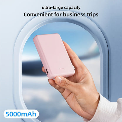 Power Bank Slim 5000mAh or 10000mAh with Built-In USB-C Cable, Four-Device Layout and LED Display