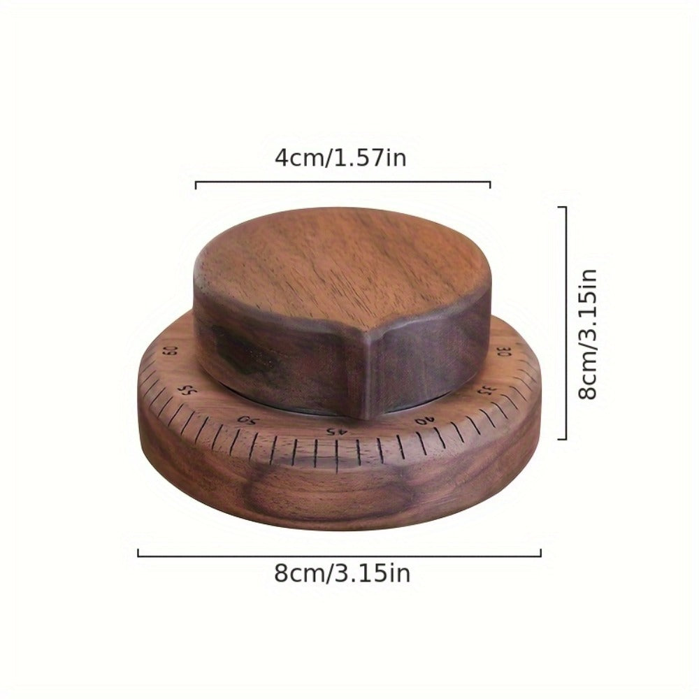 Mechanical Kitchen Timer with Loud Alarm – Black Walnut Wood Cooking Timer, 100% Battery-Free Desktop Timer for Cooking