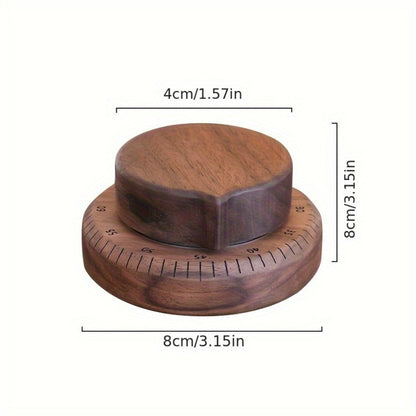 Mechanical Kitchen Timer with Loud Alarm – Black Walnut Wood Cooking Timer, 100% Battery-Free Desktop Timer for Cooking