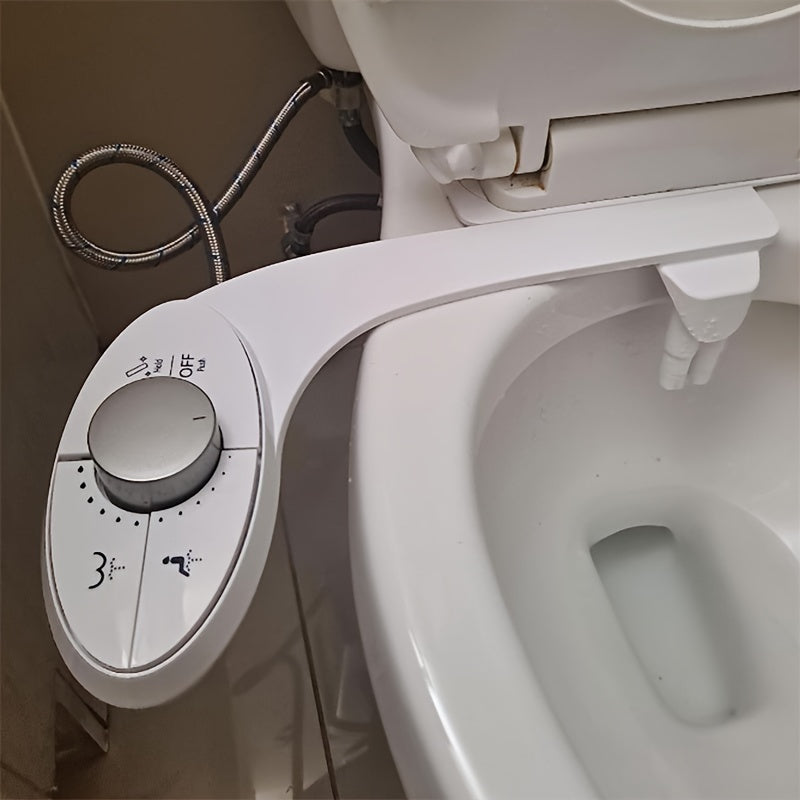Ultra-Slim Non-Electric Bidet Attachment for Toilet, Self-Cleaning Dual Retractable Nozzles, Adjustable Water Pressure, Fresh Water Sprayer