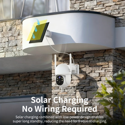 Two-Camera Solar Outdoor Security Set with Two Panels, Full-Color Night View Label and Two-Way Audio