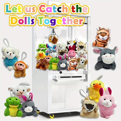 Mini Animal Plush Keychain 24 Pack Bulk, Small Stuffed Animals Assorted Random Colors, Party Favors for Kids
