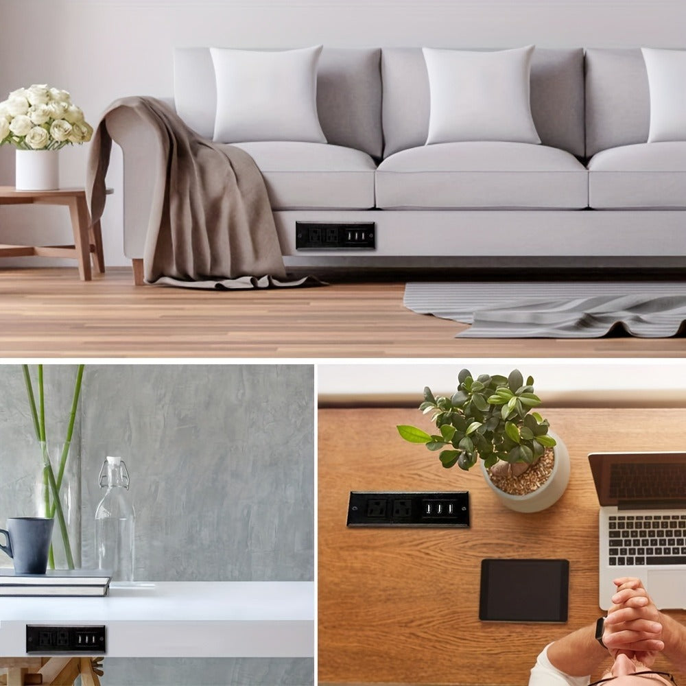Recessed Power Strip Flush Mount Desk Outlet - 2 AC Outlets & 3 USB-A Ports for an Everyday Personal Care Routine