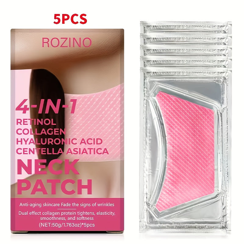 Neck Mask Patch 5pcs & Lifting, Bio Collagen, Bee Venom & 4-in-1 Retinol Gel Patch, Reduces Wrinkles & Sagging