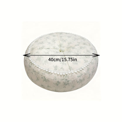 Round Floor Cushion Floral Tatami Seat Cushion for Living Room Bedroom Window, Boho Meditation Pillow for Reading & Yoga