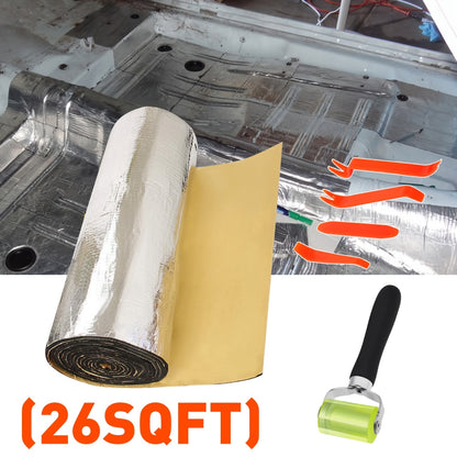 Sound Deadener Mat for Cars – Heat Shield & Noise Reduction Insulation with Self-Adhesive Backing, Reflective Aluminum Foil