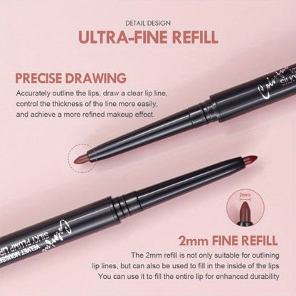 Waterproof Lip Liner Pencil Set 12 Pieces Multi-Functional Lip Eye & Brow Liner, for Makeup, Travel and Everyday Vanity Use
