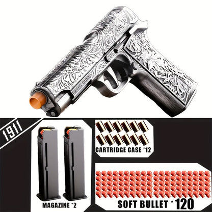 Bullet Toy Gun Pistol with 120 Bullets 12 Shells & 2 Magazines, Hollow Hanging Foam Blaster for Kids Boys Girls Ages 6+