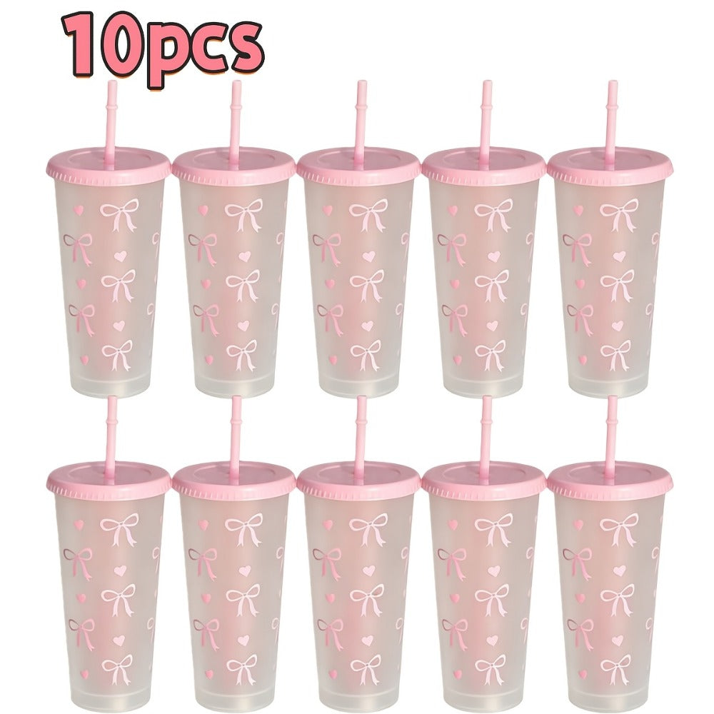 Reusable Party Cups 24 oz with Lids Straws and Dust Covers – BPA Free PP Plastic Tumblers Bulk Set 10 or 20 Pack for Parties Camping Office