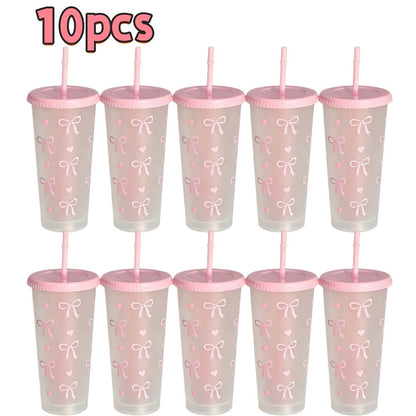 Reusable Party Cups 24 oz with Lids Straws and Dust Covers – BPA Free PP Plastic Tumblers Bulk Set 10 or 20 Pack for Parties Camping Office