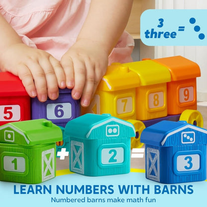 Farm Number Train Learning Toy for Toddlers with 9 Farm Animals & Farmer with the Listed Color, Size or Set Options for Everyday Use