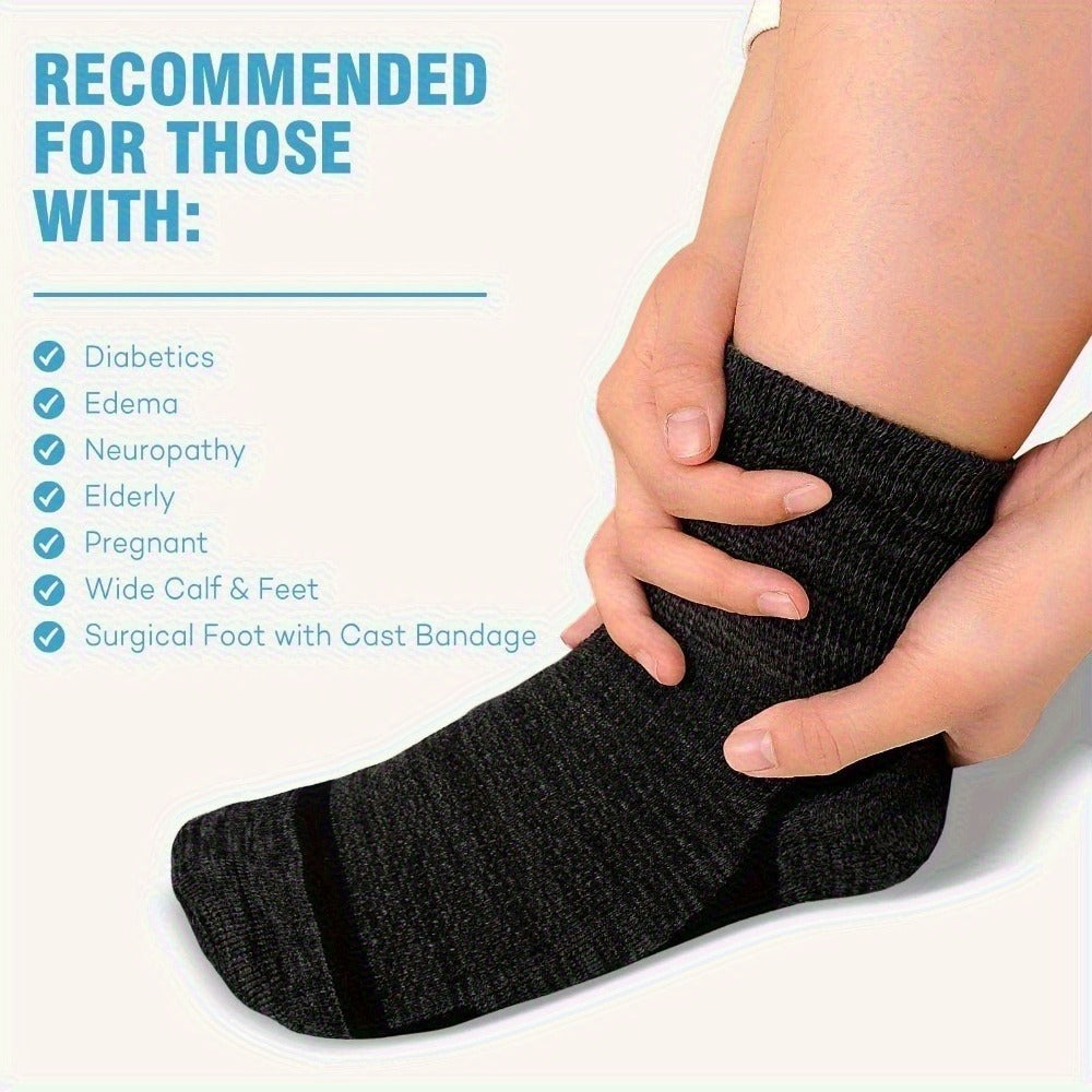 Wide Calf Socks 5 Pairs Loose Top Non-Binding Breathable Crew Socks for Men Women Plus Size for Entryways, Bedrooms and Living Spaces