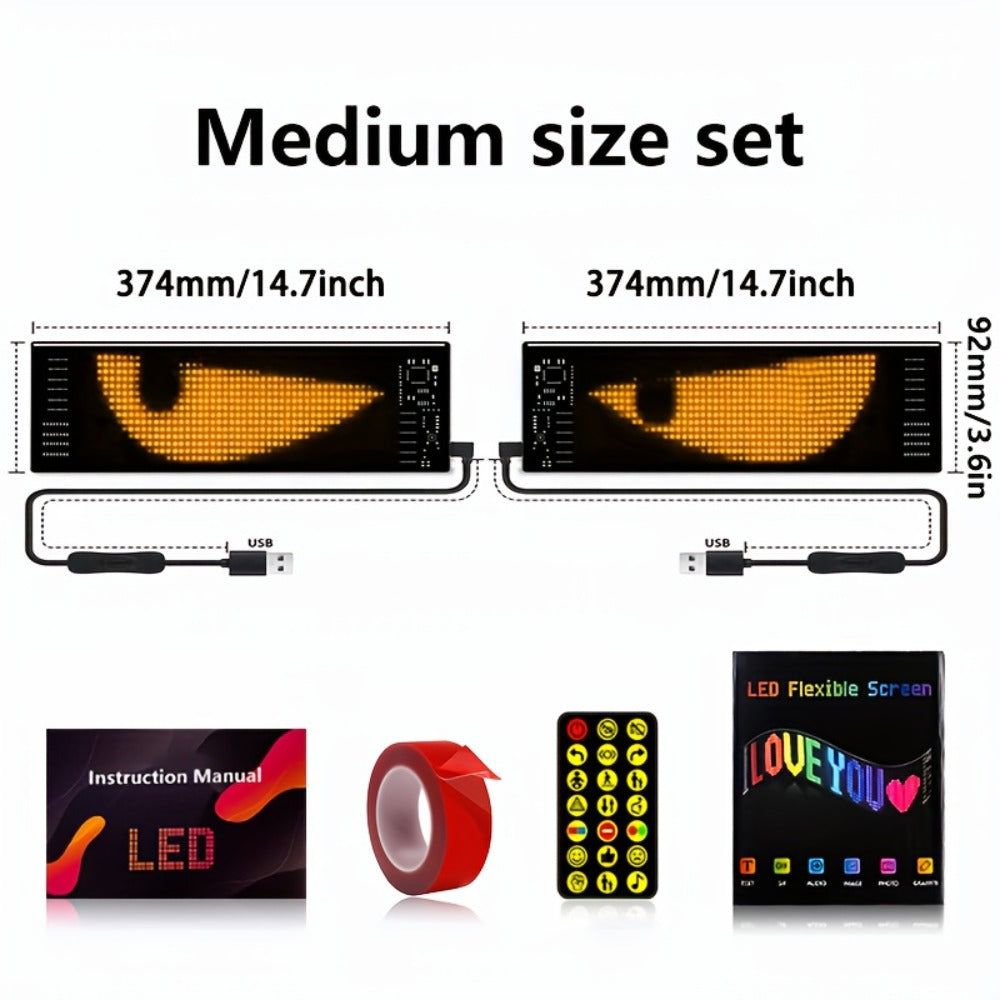 Programmable LED Demon Eyes Sign 2 Pack App Controlled – Synchronized Flashing, Scrolling Text Display