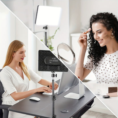 ZOMEI 10in LED Square Light Kit with 43.3in Tripod Stand & Phone Holder - Dimmable 3000K-6000K for an Everyday Personal Care Routine