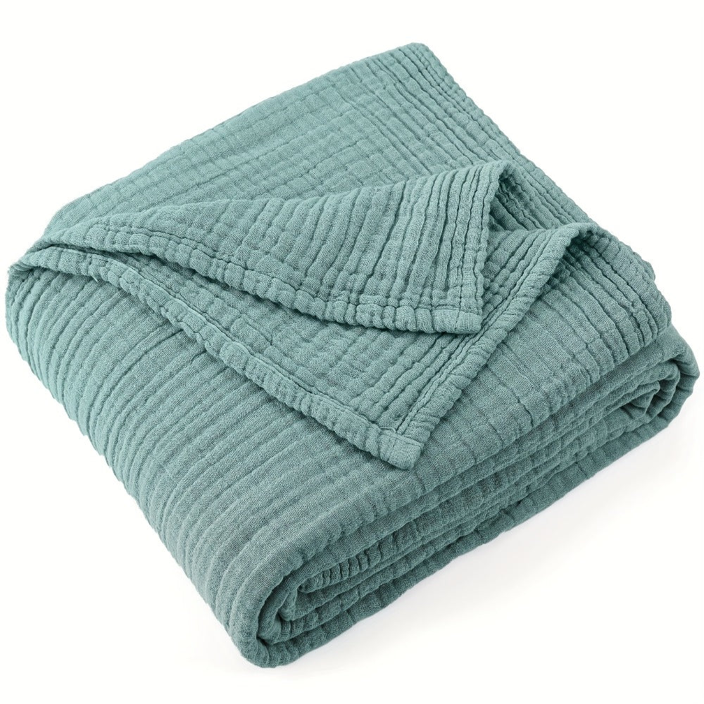 Muslin Blanket 100% Cotton 6-Layer, Breathable Gauze Throw for Couch & Bed, All Season, 13 Colors