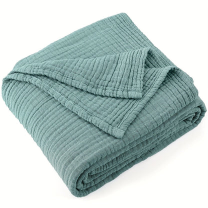 Muslin Blanket 100% Cotton 6-Layer, Breathable Gauze Throw for Couch & Bed, All Season, 13 Colors
