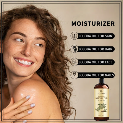 Jojoba Oil for Face Skin & Hair 200ml Cold Pressed Pure, Non-Comedogenic Deep Carrier Oil, Non-Greasy Sebum Balancing Formula