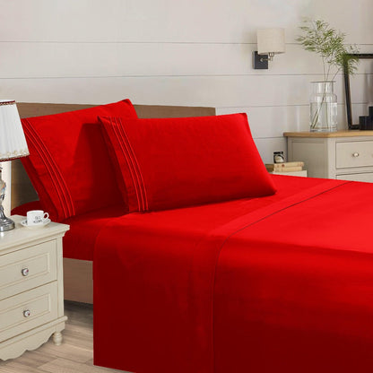 Microfiber Bed Sheet Set 4-Piece Deep Pocket Cooling Sheets Twin Full Queen King Cal King Split King