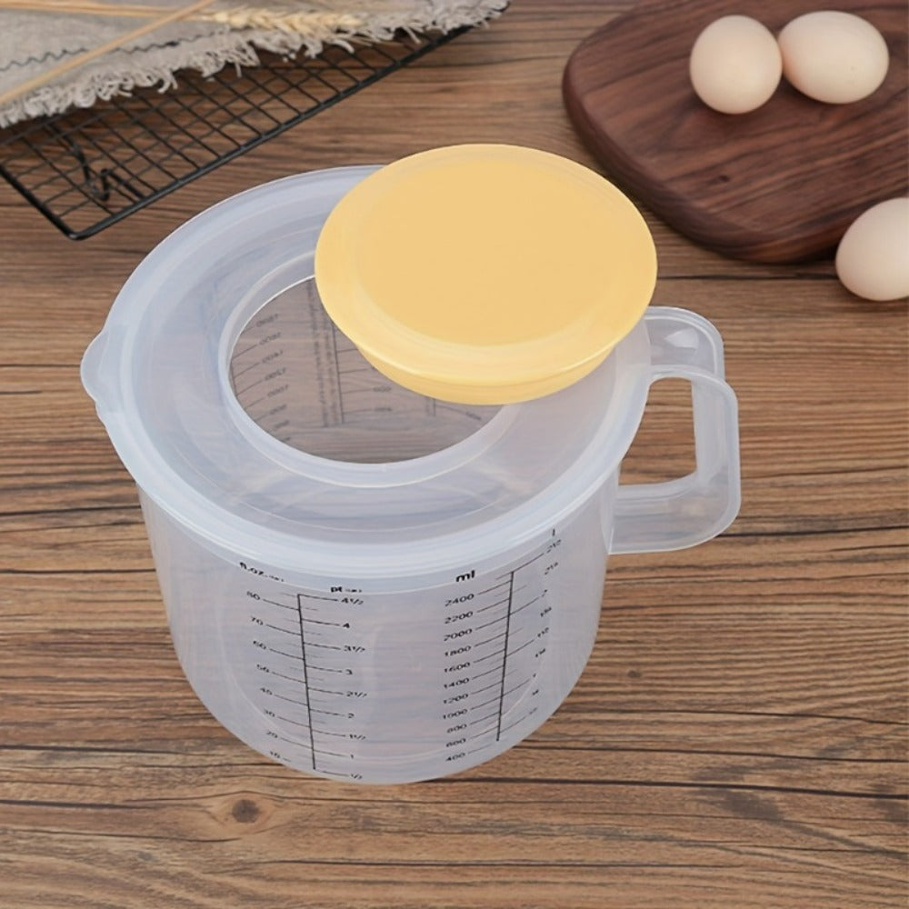 Mixing Bowl with Lid 2.5L Large Salad Bowl with Measuring Cup and Scale Splash Proof Durable for Home Cooking, Dining and Outdoor Meals
