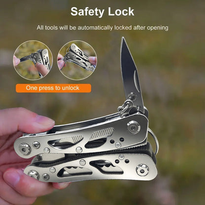 Multitool Pliers Folding Pocket, Carbon Steel Multi-Function Pliers with Wire Cutter Screwdriver & Anti-Slip Handle