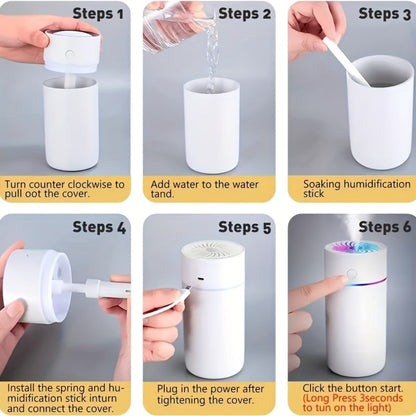 USB Cool Mist Humidifier with Color-Changing Night Light, Portable Desktop Car Aromatherapy Humidifier Nano Fine Mist Facial Steamer