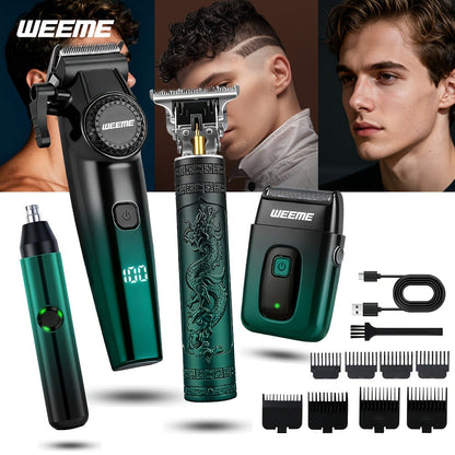 Men's Electric Grooming Kit 4-in-1 – Hair Clipper, Beard Trimmer, Electric Shaver & Nose Hair Trimmer Set, Gradient Design