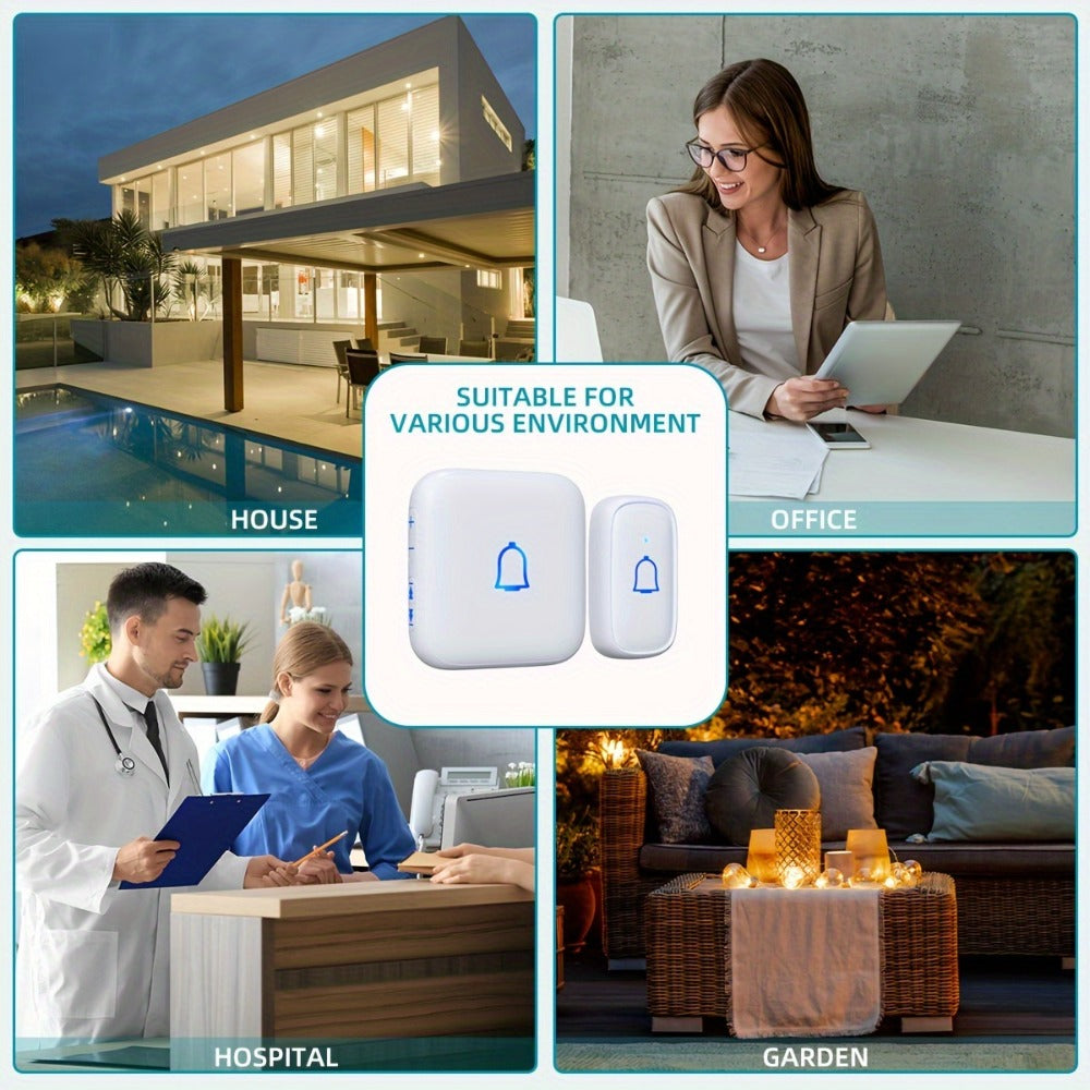Long Range Doorbell Kit 1000ft - 115dB Loud Wireless Chime, 56 Melodies, 7 Volume Levels, Mute Mode