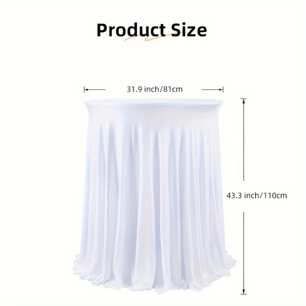 Spandex Cocktail Table Cover Round Stretch Tablecloth for Party Wedding Banquet – Elastic High Top Table Cloth Fitted Cover for Events