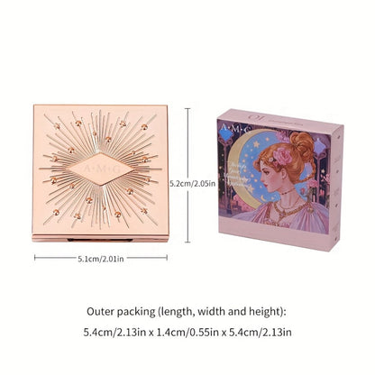 Shimmer Eyeshadow Palette 5 Shades Glowing Waterproof Creamy Blendable Formula with Built-in, for Makeup, Travel and Everyday Vanity Use