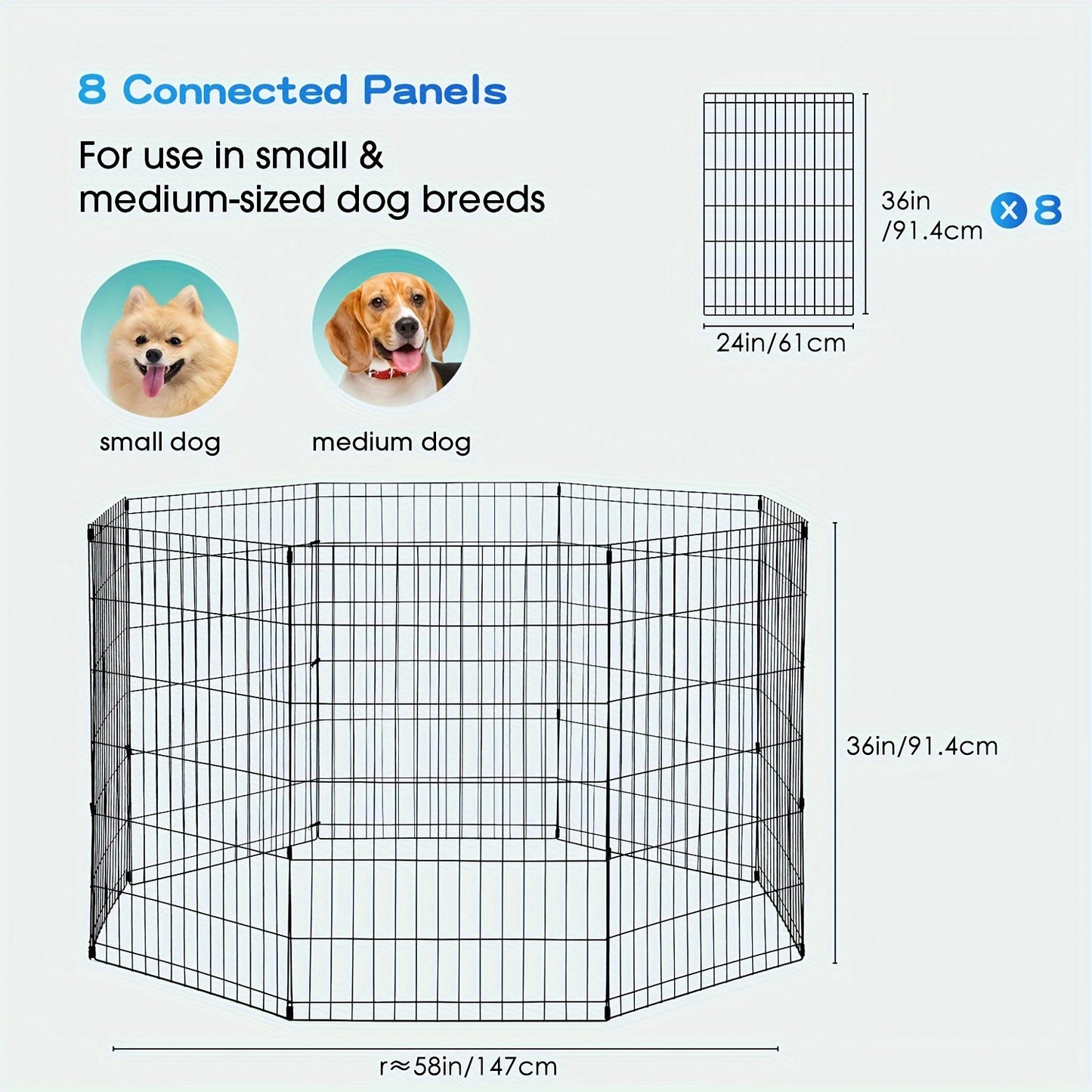 Foldable Metal Wire Dog Playpen & Pet Gate – 24/30/36/42" Indoor Outdoor Fence for Large Medium Small Dogs