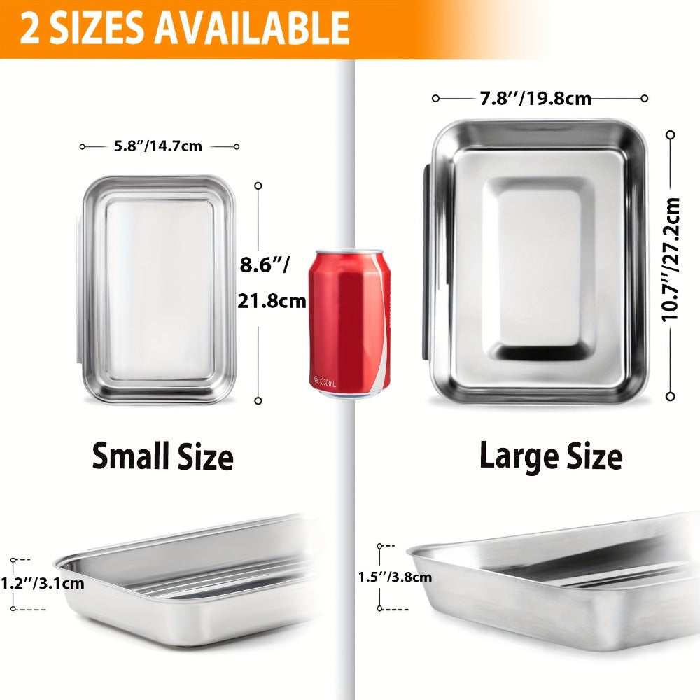 Stainless Steel Breading Tray Set 3-Piece, Food Prep Coating Trays for Breading Chicken Fish Shrimp
