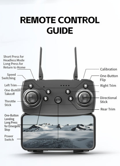 Foldable HD Camera Drone Free Storage Bag USB-C Charging 3D Flips Single or Dual Camera Built-in Screen Remote