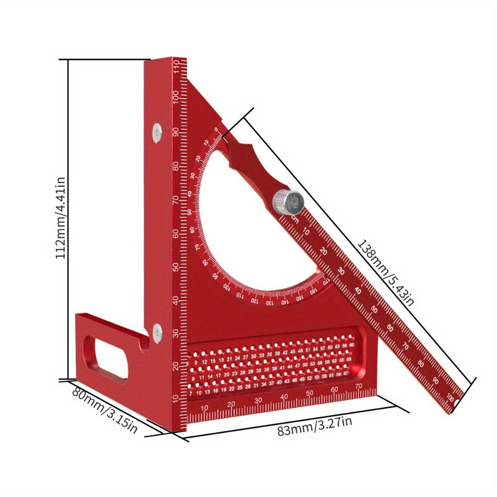 Adjustable 3D Carpentry Square Set 180° Rotating Aluminum Alloy Triangle Ruler T-Square for Entryways, Bedrooms and Living Spaces