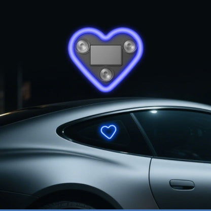 Car Interior Neon Heart Lights Solar USB Rechargeable 5 Lighting Modes Vibration-Sensing Auto On/Off Dashboard Decoration for Cars Trucks