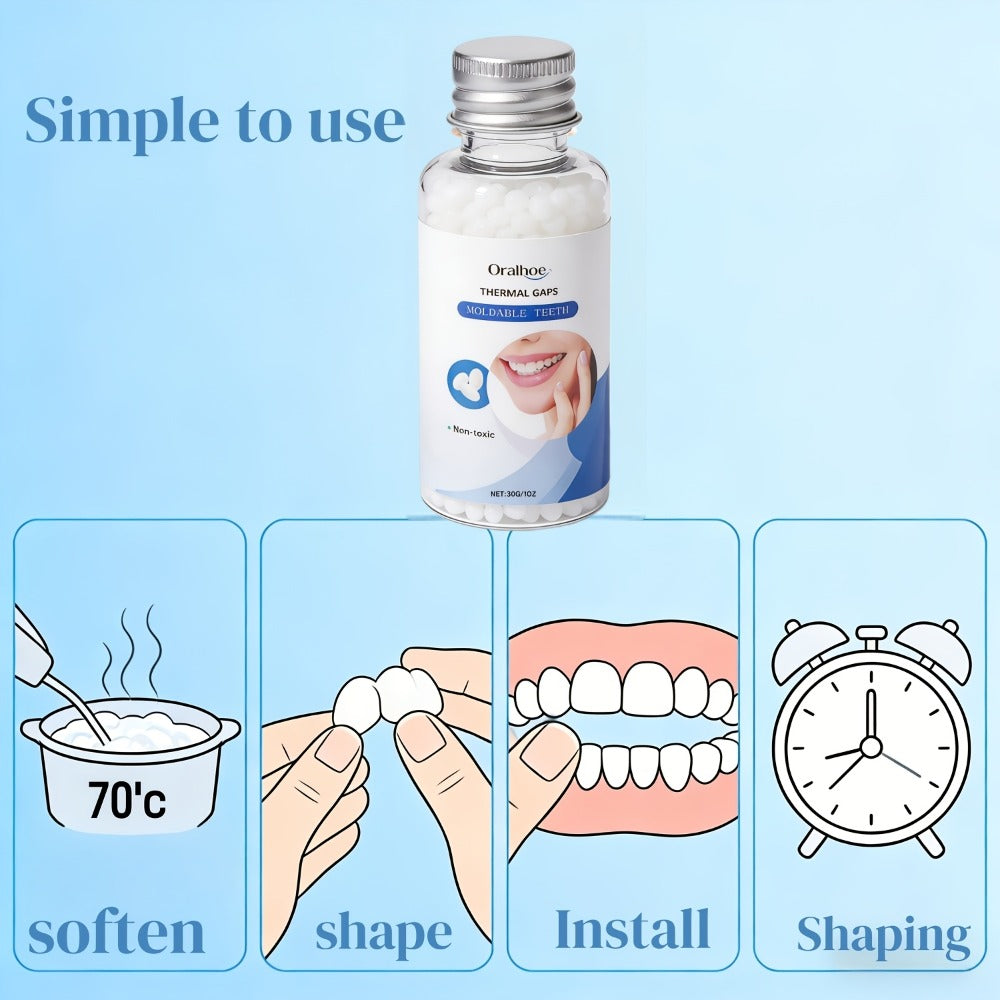 Temporary False Tooth Kit DIY Cosmetic Dental Moldable Thermoplastic Realistic Fit for Missing Broken