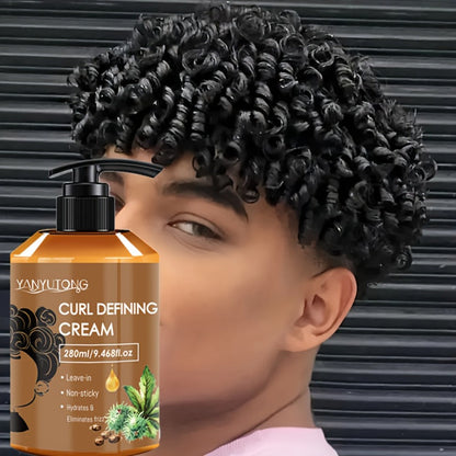 Curl Setting Cream with Castor Oil 280ml – Moisturizing Long-Lasting Curl Definition & Frizz Control, Non-Greasy Lightweight Formula