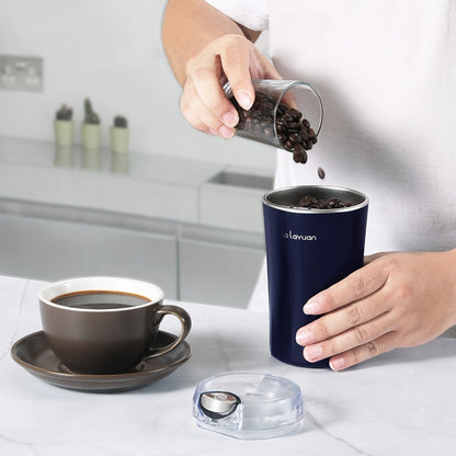 Electric Coffee Grinder 200W | Quiet Spice Grinder | 80g Large Capacity 12 Cups | 304 Stainless Steel Blade | One-Touch Operation | Grinds