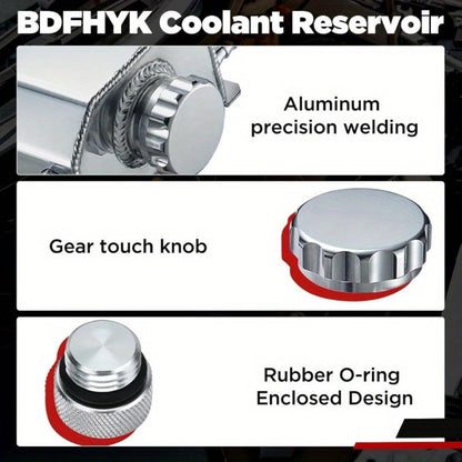 Coolant Overflow Reservoir Tank – 2L Universal Polished Aluminum Expansion Catch Can, Radiator Coolant Recovery Tank for Chevy, GMC