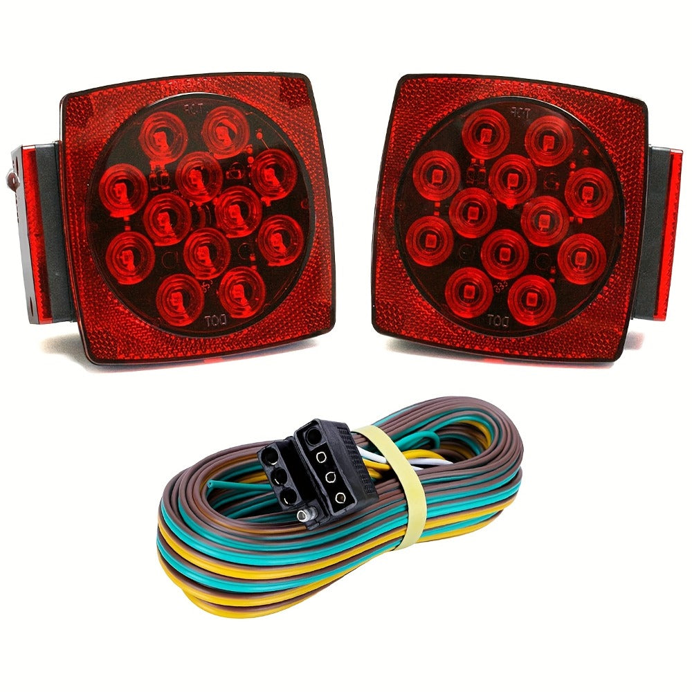 12V LED Trailer Tail Lights Kit – Stop, Turn Signal, Brake & License Plate Light for Trailers Under 80" – Boat, RV, Camper, Truck