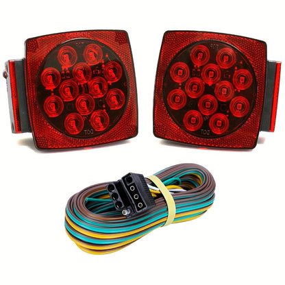 12V LED Trailer Tail Lights Kit – Stop, Turn Signal, Brake & License Plate Light for Trailers Under 80" – Boat, RV, Camper, Truck