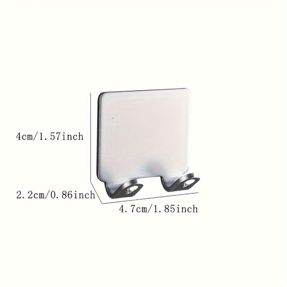 Wall-Mounted Razor Holder 5-Piece Set with Twin Hooks, Adhesive Backing and Silver or Black Options
