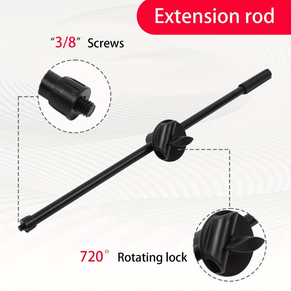Adjustable Tripod Microphone Stand with Boom Arm Floor Mount Metal Mic Stand Dual Mic Clips Phone Holder for Live Performance Wedding Stage