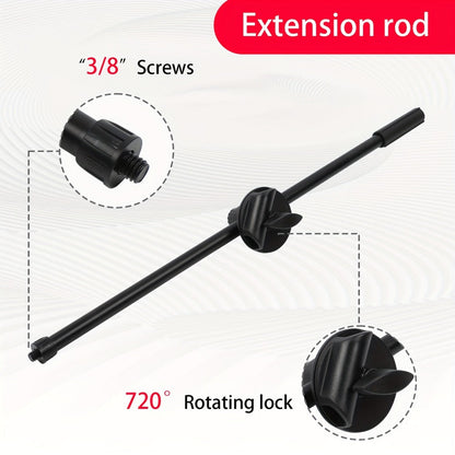 Adjustable Tripod Microphone Stand with Boom Arm Floor Mount Metal Mic Stand Dual Mic Clips Phone Holder for Live Performance Wedding Stage
