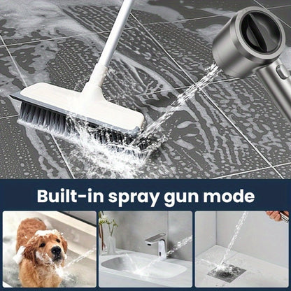 Handheld Shower Head with Rotating Spray Selector, On-Off Button, Hose, Five Cartridges and Two Bracket Options