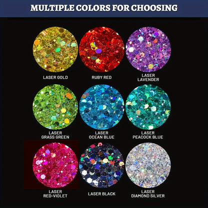 Holographic Chunky Glitter Set 4 Boxes 200g – Laser Diamond Metallic Hexagonal Flakes for Epoxy Resin, Tumblers, Scrapbooking
