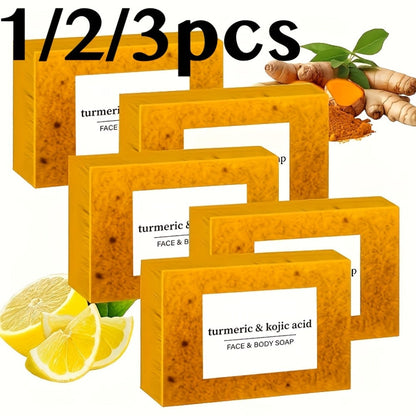 Turmeric Soap Handmade Bar, Lemon, Quercetin & Vitamin E Natural Soap with Olive Oil, Deep Cleansing &