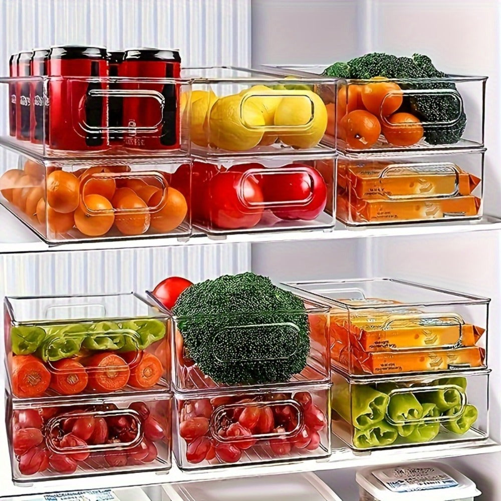Refrigerator Organizer Bins 6pcs Set – Clear Fridge Storage Bins for Freezer Kitchen Cabinet for Home Cooking, Dining and Outdoor Meals